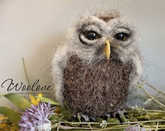 Needle Felted Owl Scupture/Owl toy