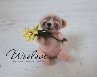 Needle felted teddy bear/miniature teddy bear/wool bear/tiny cute teddy bear/mini teddy bear gift