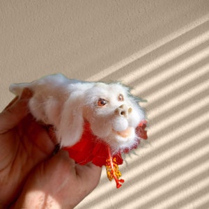 Needle felted baby Falcor from the Neverending story/80's/Falkor white dragon miniature