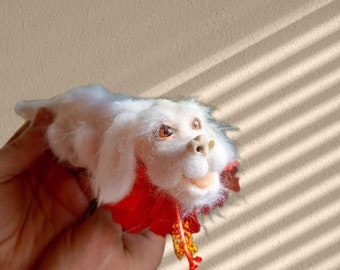 Needle felted baby Falcor from the Neverending story/80&#39;s/Falkor white dragon miniature/felted animals
