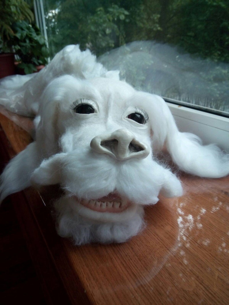 Needle Felted Falcor the Luckdragon/Neverending Story/Wool dragon/White Dragon/Big Toys/Xmas gift/Falcor gift/Dragon plush/80s image 4