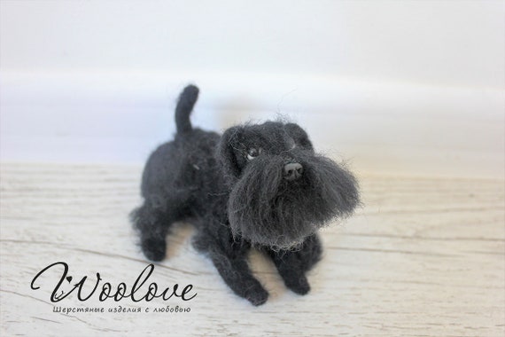 Needle Felted Miniature Schnauzer: 10cm Wool Sculpture - Etsy