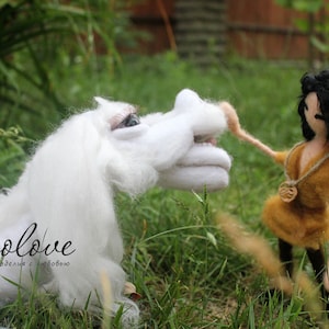 Falcor/the Neverending story/Atreyu/Waldorf inspired doll/Neverending story mobile/wall decor/Luck Dragon/needle felted Falcor/hanging decor