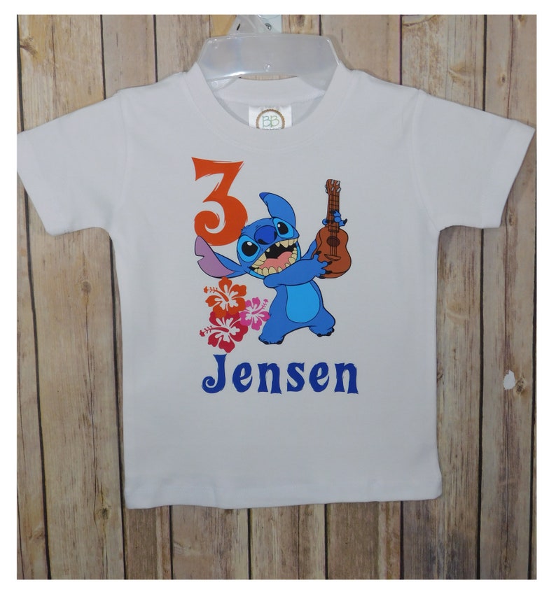Girls Lilo and Stitch Personalised Birthday T-shirt any number any name