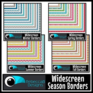 Widescreen 16:9 Season Borders Bundle - Google Slides™ and PowerPoint™, Border Frames Clip Art, Distance Learning Clip Art