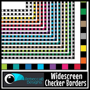 Widescreen 16:9 Checker Borders - Presentazioni™ Google e PowerPoint™, Ritaglia cornici bordi, Clip Art apprendimento a distanza Clip Art