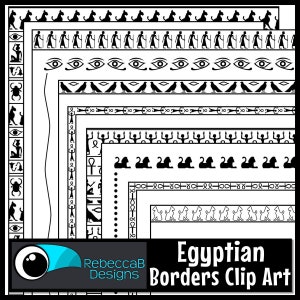 Bordes jeroglíficos egipcios Clip Art, Bordes egipcios, Clip Art fronterizo, Jeroglíficos egipcios, Imágenes prediseñadas egipcias, Marcos de bordes Clip Art