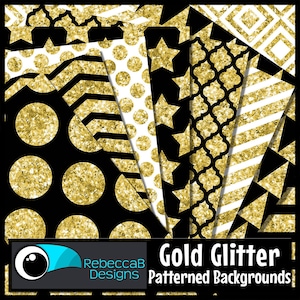 Gold Glitter Patterned Backgrounds Clip Art, Digital Paper Glitter Gold, Gold Scrapbook Papers, Printable, Glitter Clipart, Gold Clipart
