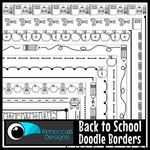ClipArt de bordes de garabato de regreso a la escuela, imágenes prediseñadas de regreso a la escuela, marcos de bordes, marcos de cuadro de texto, sellos digitales, imágenes prediseñadas de bordes de páginas escolares,