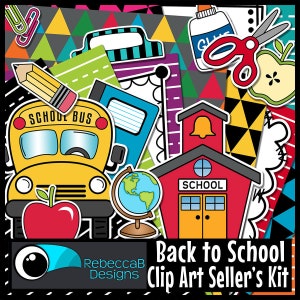 Imágenes prediseñadas de regreso a la escuela, Kit de vendedor de imágenes prediseñadas de regreso a la escuela, Imágenes prediseñadas escolares, Papel digital de regreso a la escuela, Sellos digitales, Diseños escolares