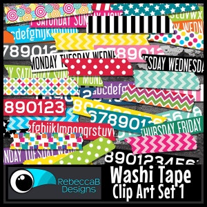 Washi Tape Clip Art Set 1, Digital Washi Tape Clipart, Digital Clip Art, Digital Washi Tape, Washi Tape Stickers, Chevron, Printables