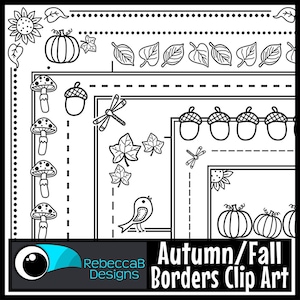 Autumn Fall Doodle Borders Clip Art, Borders Clip Art, Doodle Borders, Fall Borders, Autumn Borders, Autumn Clip Art