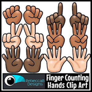 Fingerzählen Clip Art, Multikulturelle Clip Art, Hauttöne Emoji Hände Clip Art, Zählfinger Clip Art 0-10, Fingeranzahl