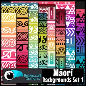 Maori Hintergründe Clip Art Set 1, Digitale Papier Maori Muster, Maori Clip Art, Maori Muster, Maori Muster