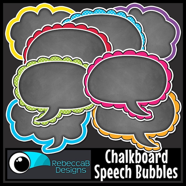 Chalkboard Speech Bubbles Clip Art, Speech Bubbles, Chalkboard Clip Art, Speech Bubbles Clip Art, Text Box Frames Clip Art, Border Frames