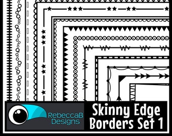 Skinny Edge Borders Clip Art Set 1, Skinny Borders, Black Line Borders Clip Art, Border Frames, Text Box Border Frames, Edge Border Clip Art