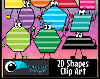 Clip Art de Formas 2D Coloridas: Recursos Matemáticos (Descarga Digital)
