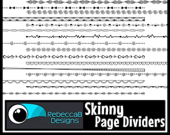 Skinny Page or Text Dividers Clip Art, Page Dividers Clip Art, Skinny Dividers, Skinny Borders, Border Clip Art, Dividers, Digital Stamp