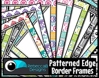 Patterned Border Frames Clip Art: Colorful Page Borders (PNG)
