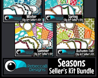 Seasons Clip Art Seller's Kit Bundle: Winter, Spring, Summer, Fall (Digital Download)
