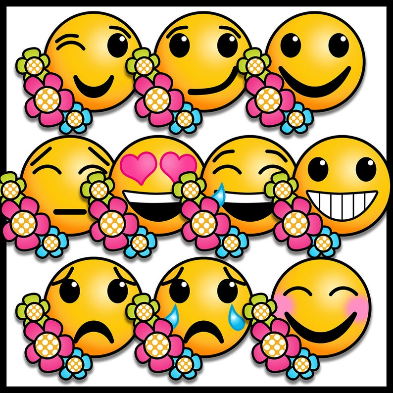 Spring Emoji Clip Art Emoji Faces Spring Emoji Clip Art Etsy
