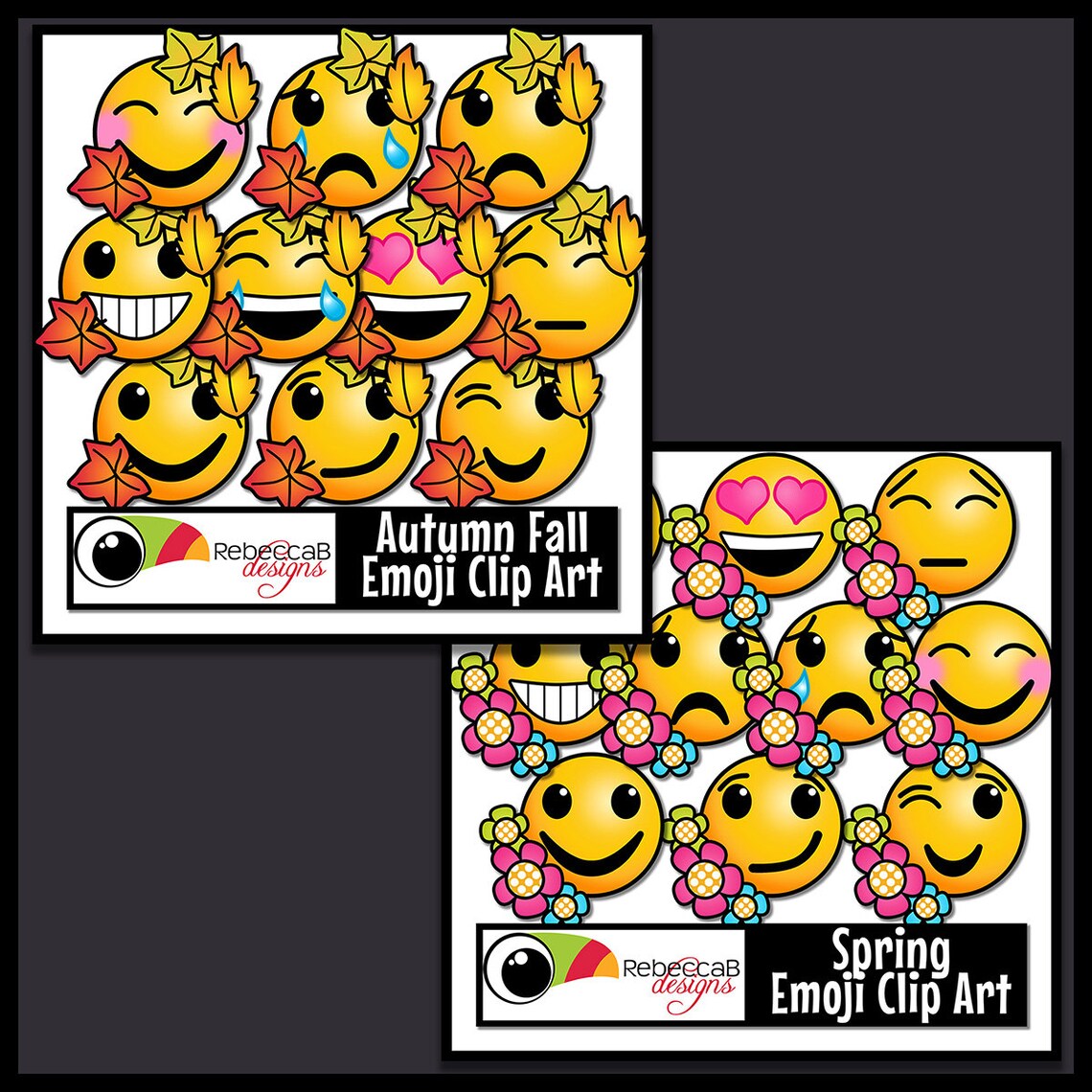 Seasons Emoji Clip Art Bundle Emoji Faces Emoji Clip Art Etsy
