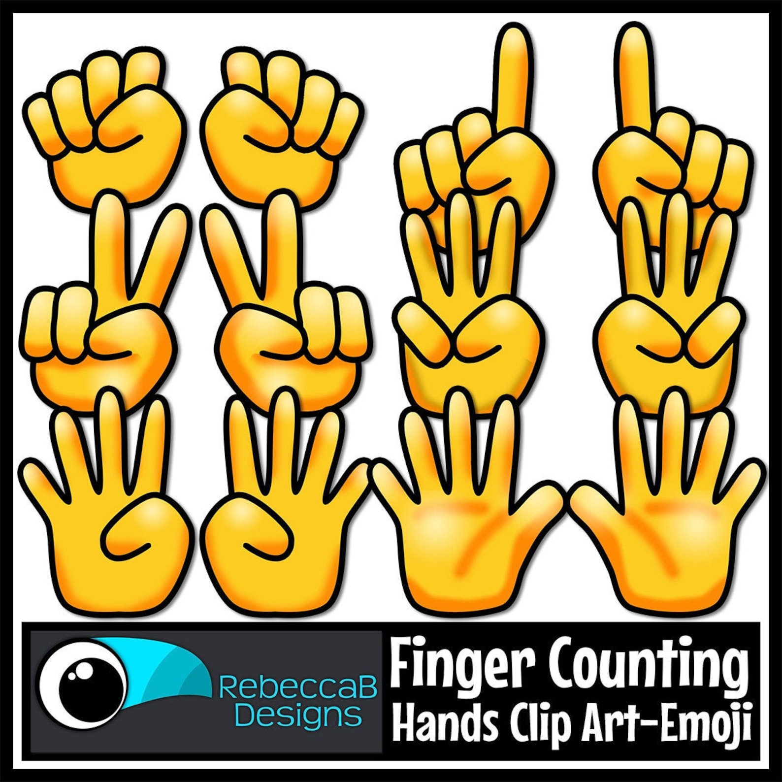 Emoji Finger Counting Clip Art: Hand Signals (PNG) - Etsy
