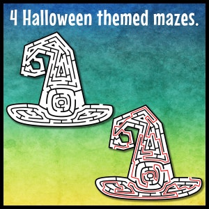 Halloween Maze Clip Art Set 2, Halloween Clip Art, Mazes With Solutions ...