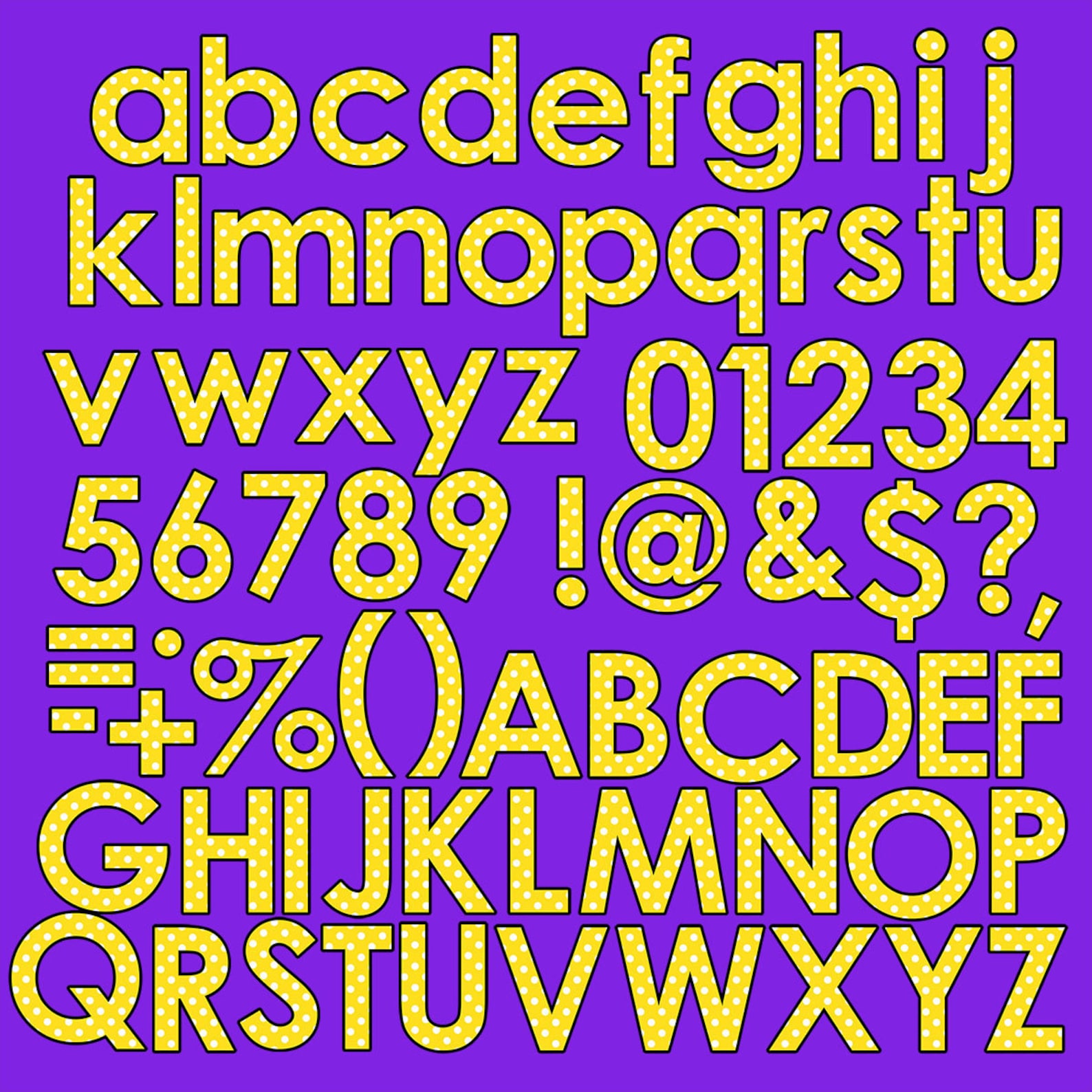 Alphabet Letters and Numbers Clip Art, Polka Dot Clip Art, Digital Stamps, Alphabet Letters for