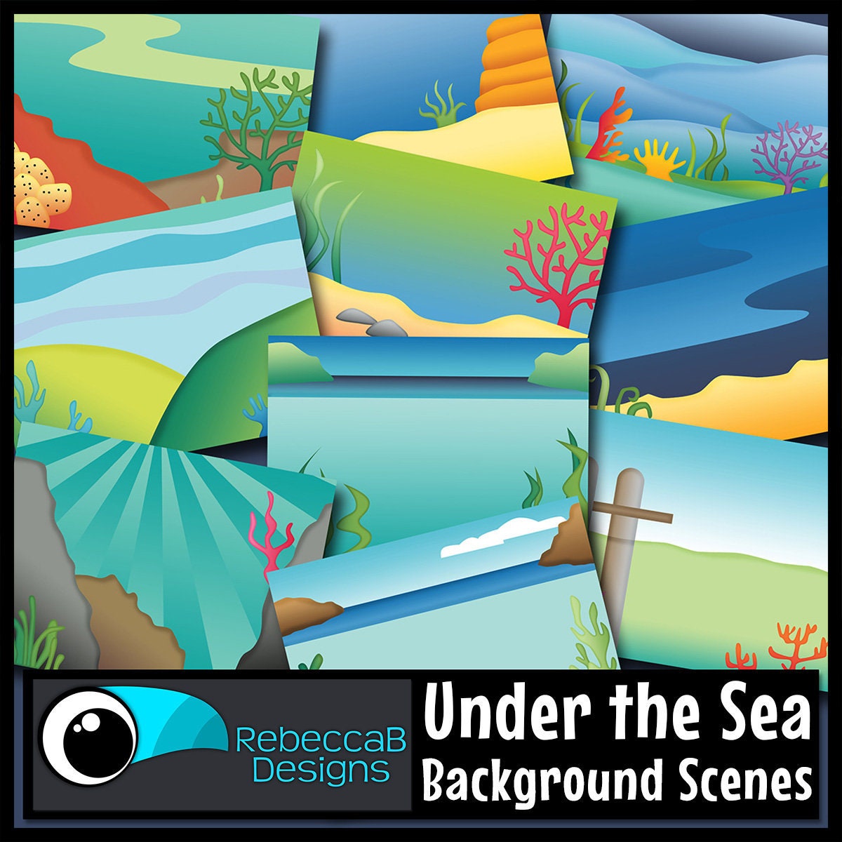 Under the Sea Background Scenes Clip Art, Ocean Clip Art, Landscape