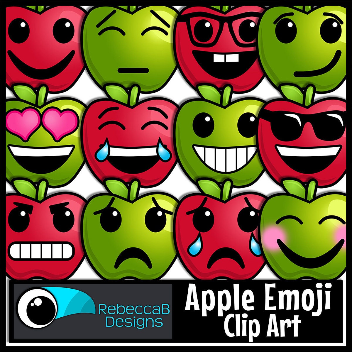 Apple Emoji-illustraties, illustraties emoties, illustraties gevoelens, terug naar school-illustraties, illustraties Apple Emoji, illustraties emoties, Red Apple