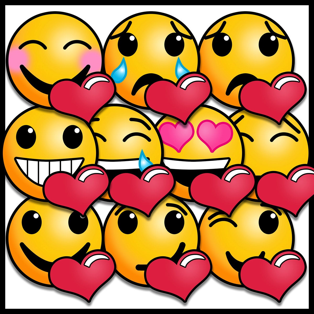 Valentine's Day Clip Art: Emoji Faces Valentine Emoji | Etsy