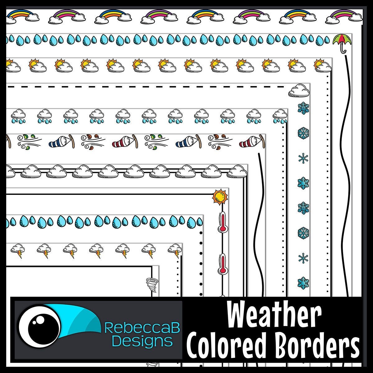 Weather Colored Page Borders Clip Art Predicting Weather Clip | Etsy
