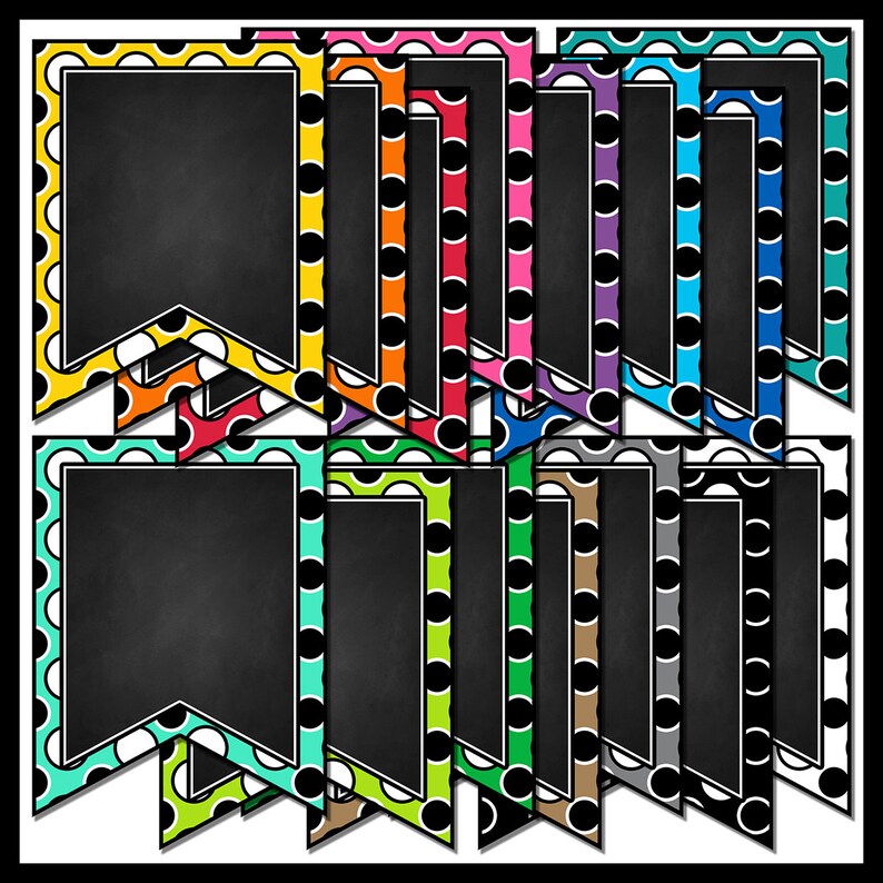 Chalkboard Bunting Pennant Banners Clip Art Set 3 Chalkboard Etsy