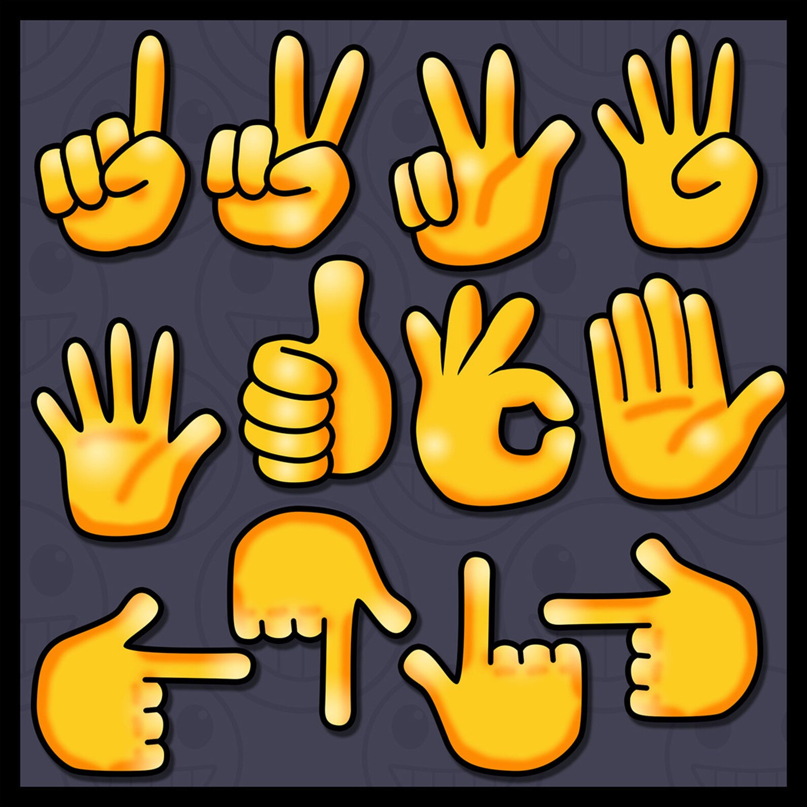Emoji Hands Clip Art Hand Signals Clip Art Emoji Hands Clip Etsy
