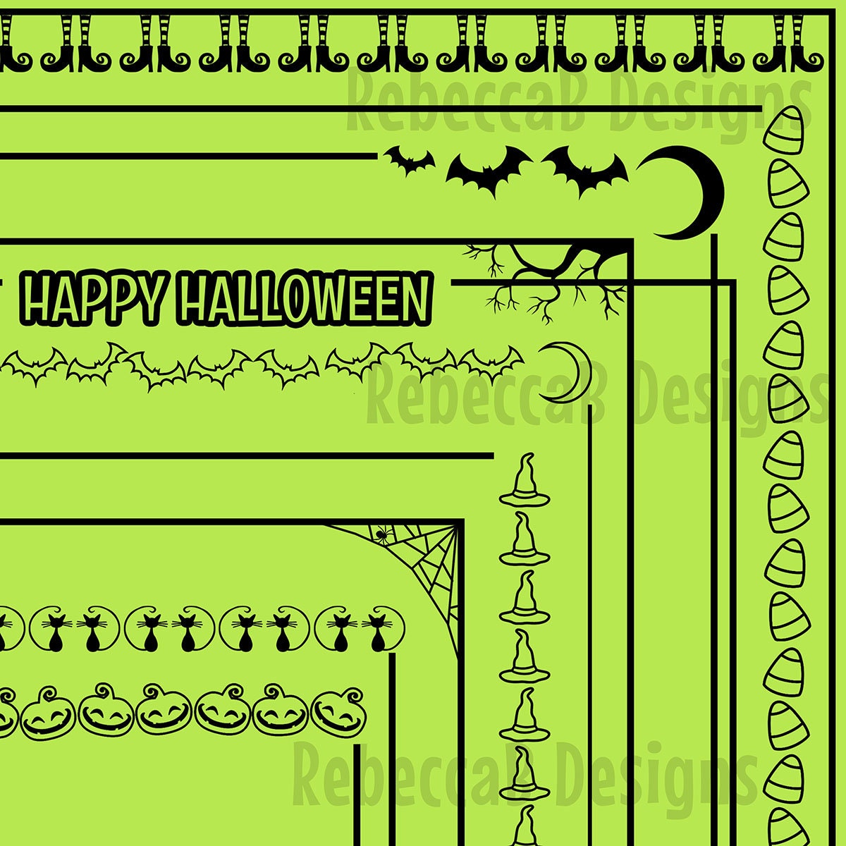 Halloween Doodle Borders Clip Art, Halloween Borders, Halloween Border