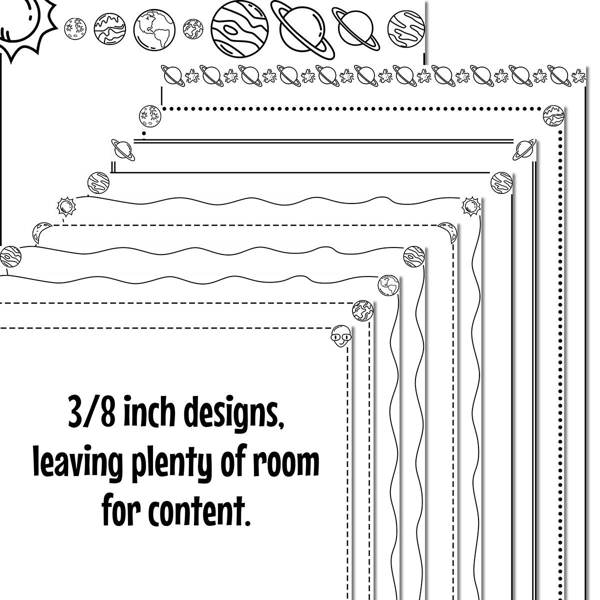 Outer Space Doodle Borders Clip Art, Space Exploration Clip Art, Outer ...