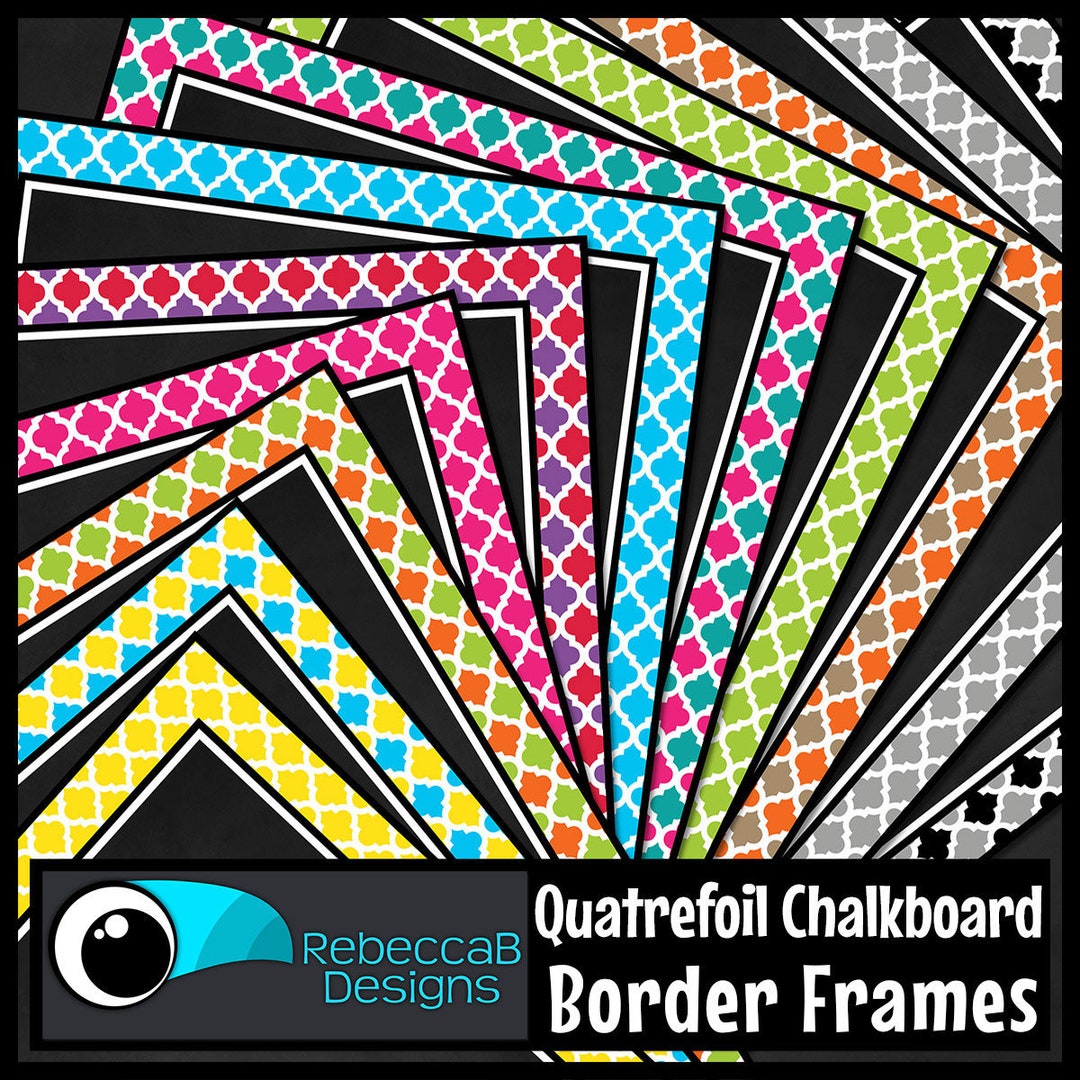 Quatrefoil Chalkboard Border Frames Clip Art Chalkboard Clip Etsy España