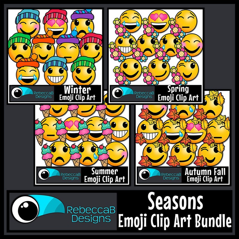 Seasons Emoji Clip Art Bundle Seasons Clip Art Emoji Clip Etsy