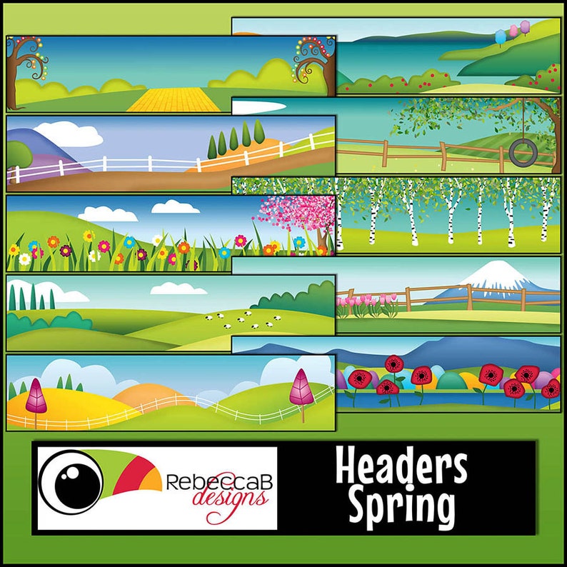 Spring Headers Clip Art Page Headers Spring Clip Art Etsy