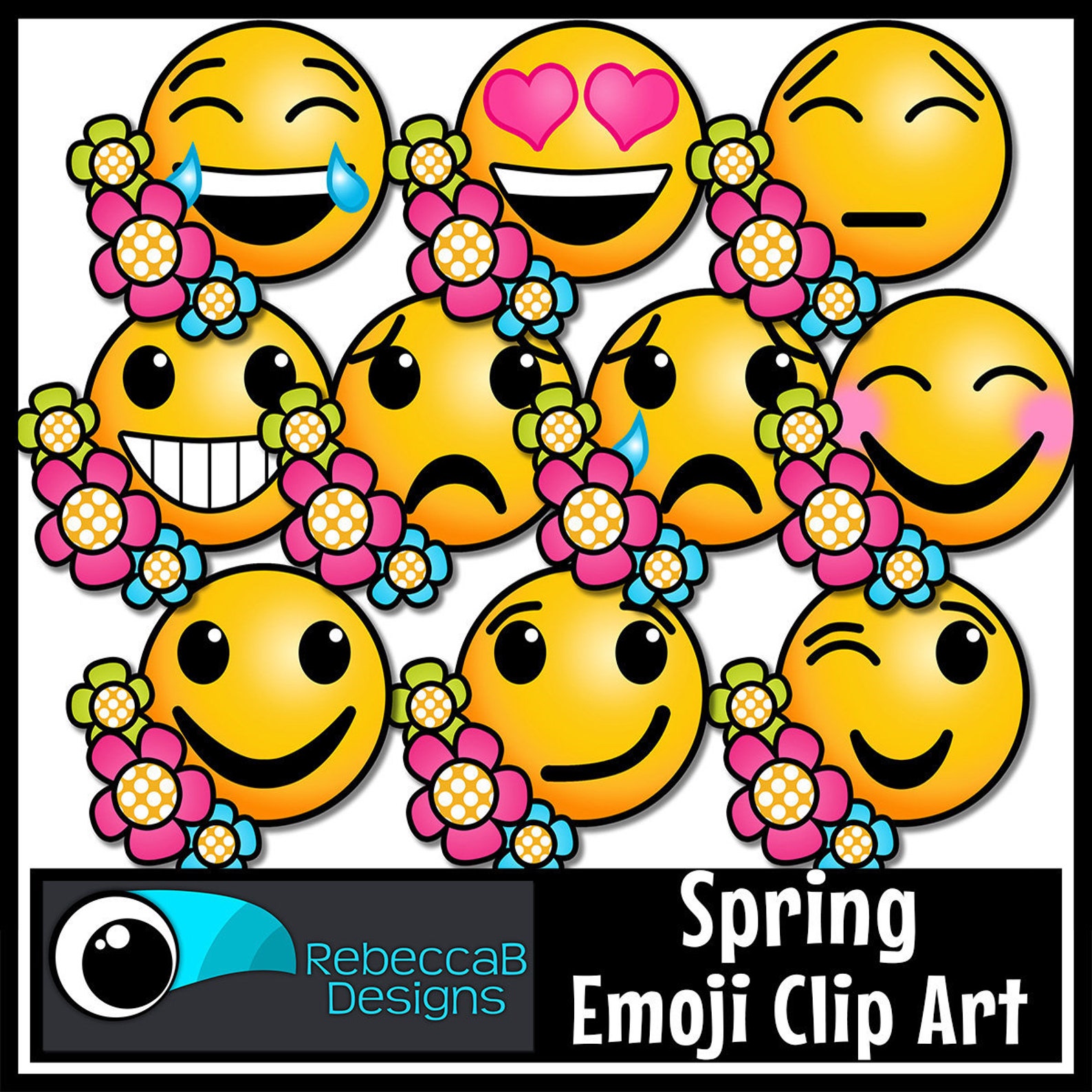 Spring Emoji Clip Art Emotions Clip Art Feelings Clip Art Etsy