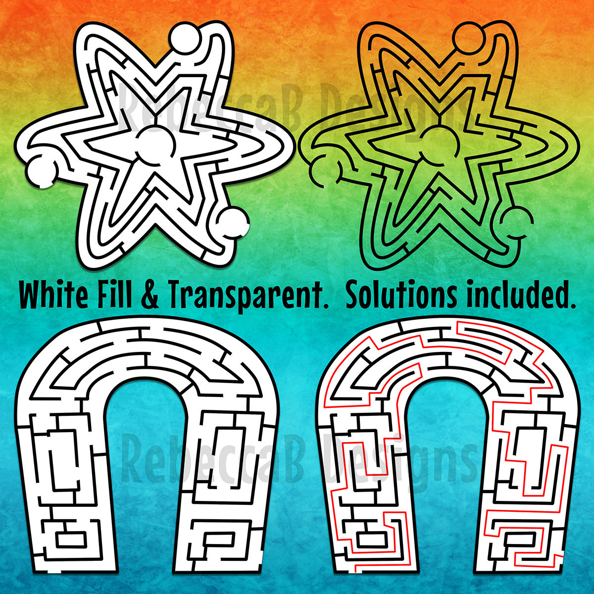 Science Maze Clip Art, Mazes and Solutions Clip Art, Shaped Maze Clip ...
