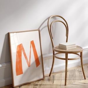 Letter M Printable Wall Art | Monogram Initials | Modern Nursery Decor | Kids Alphabet Print | Printable Gift | Red Letter Poster