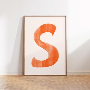 Letter S Printable Wall Art | Monogram Initials | Modern Nursery Decor | Kids Alphabet Print | Printable Gift | Red Letter Poster