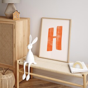 Letter H Printable Wall Art | Monogram Initials | Modern Nursery Decor | Kids Alphabet Print | Printable Gift | Red Letter Poster