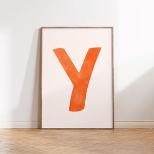Letter Y Printable Wall Art | Monogram Initials | Modern Nursery Decor | Kids Alphabet Print | Printable Gift | Red Letter Poster