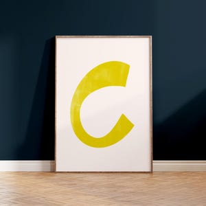 Letter C Printable Wall Art | Monogram Initials | Modern Nursery Decor | Kids Alphabet Print | Printable Gift | Yellow Letter Poster