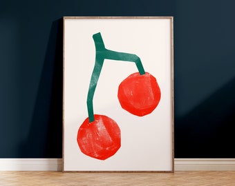 Cherry Printable Wall Art | Kids Decor | Kitchen Art | Montessori Nursery Poster | Downloadable Art | Fruit Market Prints | Cherry Poster