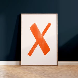 Letter X Printable Wall Art | Monogram Initials | Modern Nursery Decor | Kids Alphabet Print | Printable Gift | Red Letter Poster