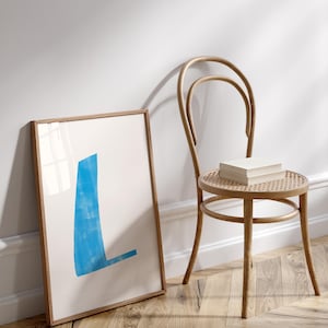 Arte de pared imprimible con la letra L / Iniciales con monograma / Decoración moderna para habitación infantil / Impresión del alfabeto infantil / Regalo imprimible / Póster con letra azul